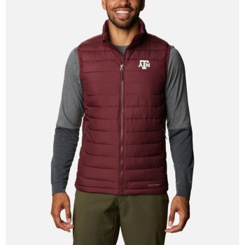 Columbia Collegiate Powder Lite - Texas A&M, Chaleco Vino Oscuro Para Hombre | 153790-PTS